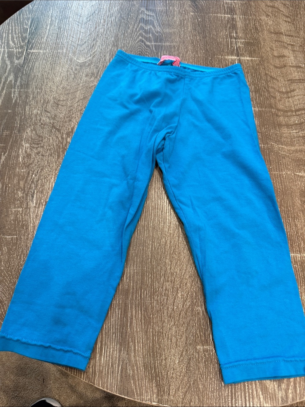 Girls Bright Blue Pajama Pants with Pink Drawstring